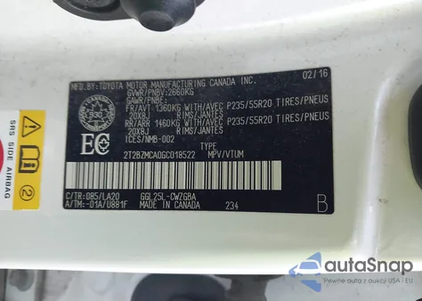 2016 Lexus Rx 350 из США, поврежденный, VIN 2T2BZMCA0GC018522